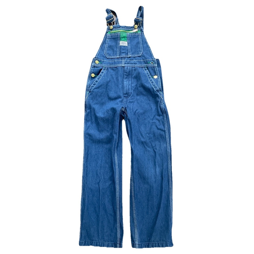 Vintage Liberty Bib Overalls Blue Jean w‎ Zip Pocket & Snap Size 10R